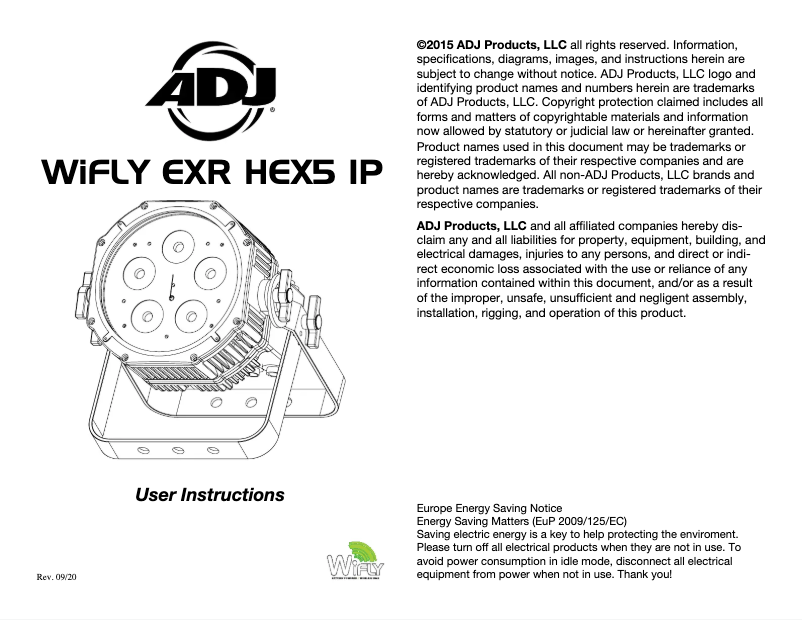 Page 1 de la notice Manuel utilisateur American DJ WiFLY EXR HEX5 IP