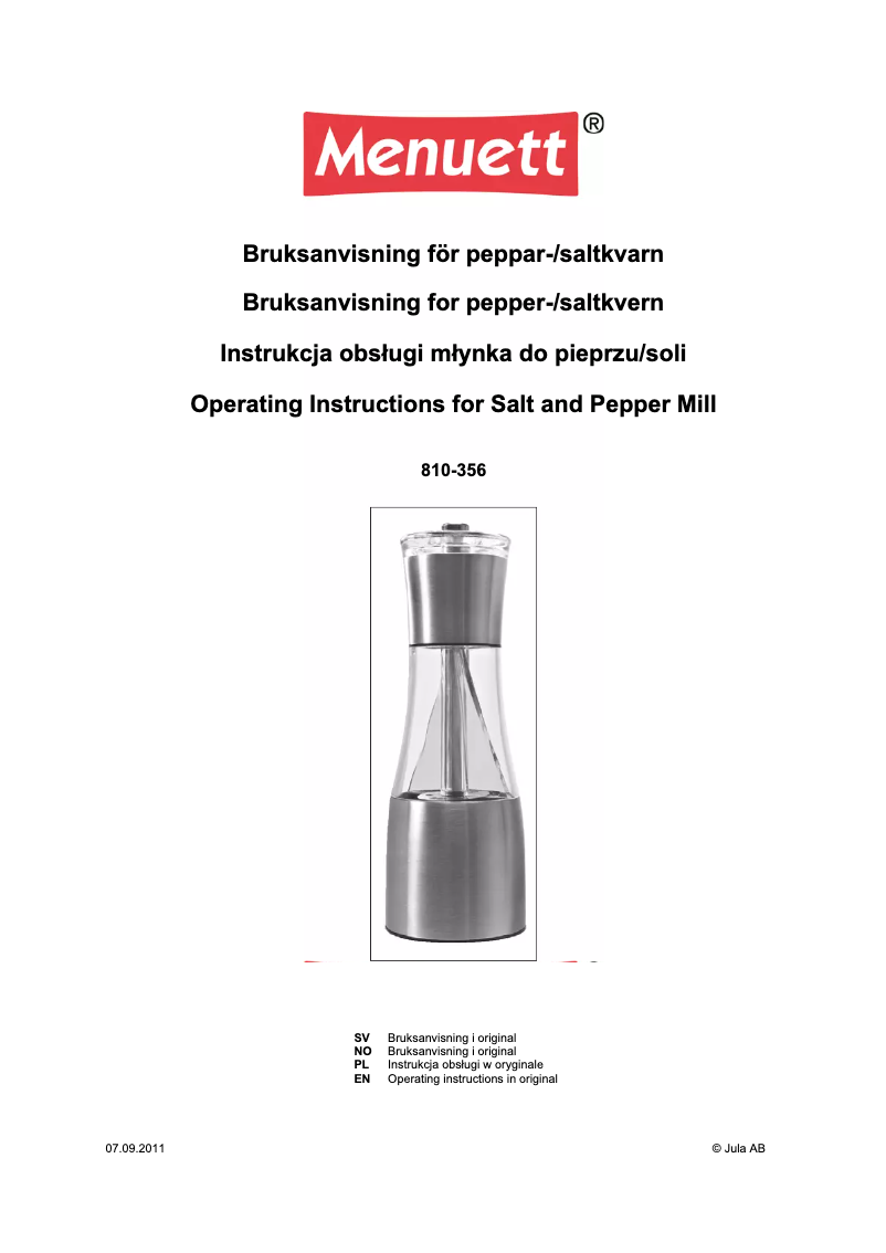 Imagen de la primera página del manual del dispositivo 810-356