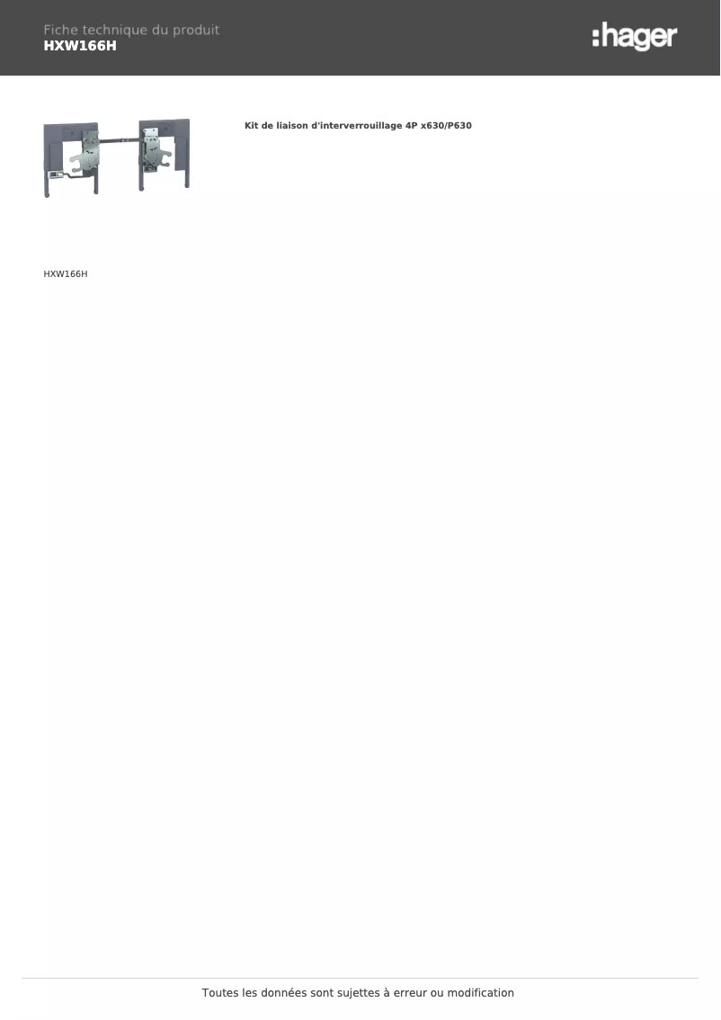 Page n°1 - Fiche technique Hager HXW166H