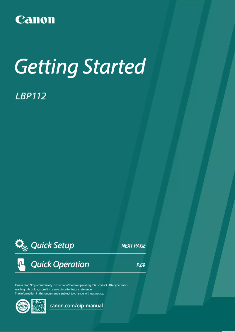 Page 1 de la notice Manuel utilisateur Canon i-SENSYS LBP112