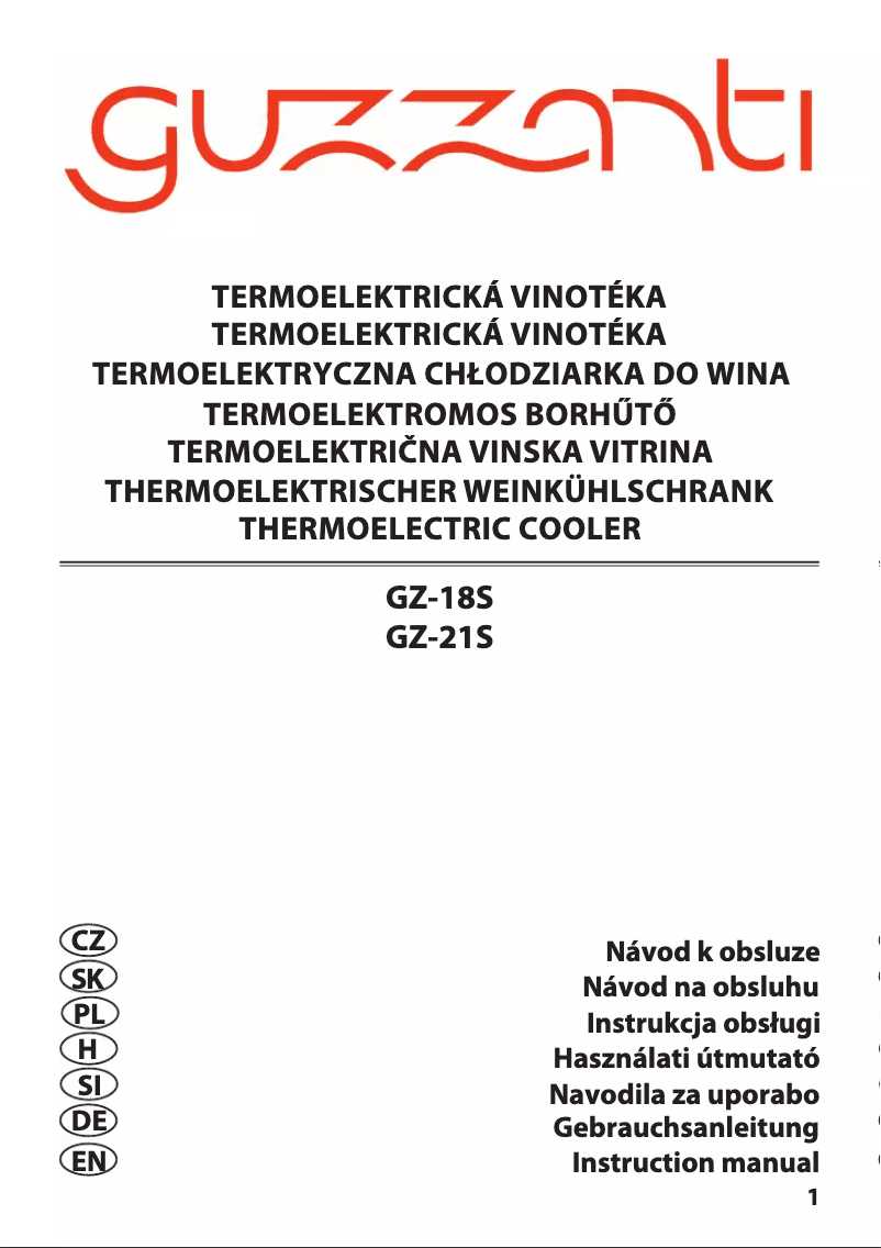 Imagen de la primera página del manual del dispositivo GZ-18S