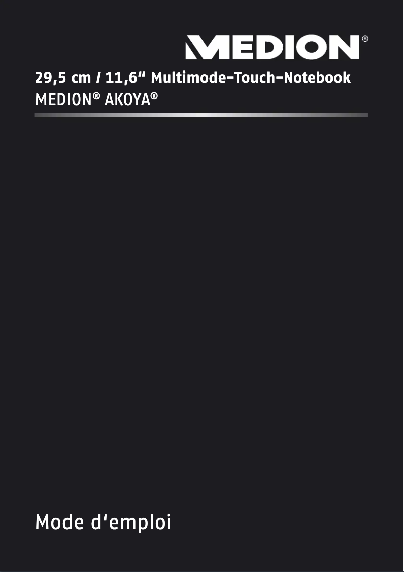 Page n°1 - Manuel utilisateur Medion Akoya P 2213T MD 98925