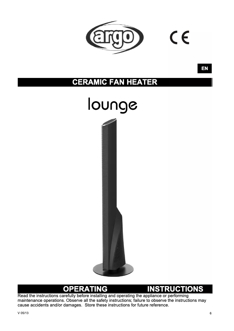 Page 1 de la notice Manuel utilisateur Argoclima Lounge