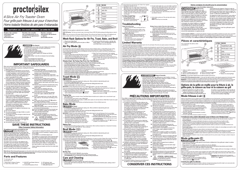Page 1 de la notice Manuel utilisateur Proctor Silex 31265