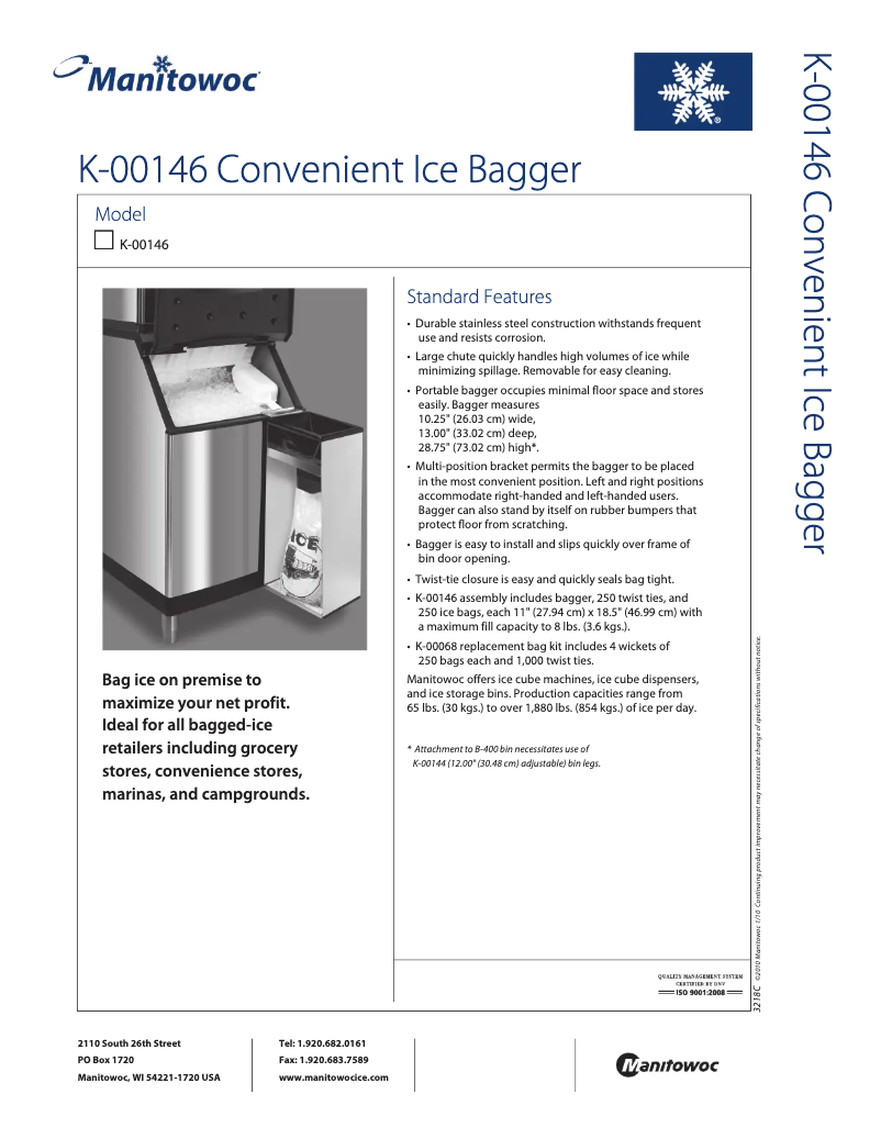 Page n°1 - Fiche technique Manitowoc K-00146
