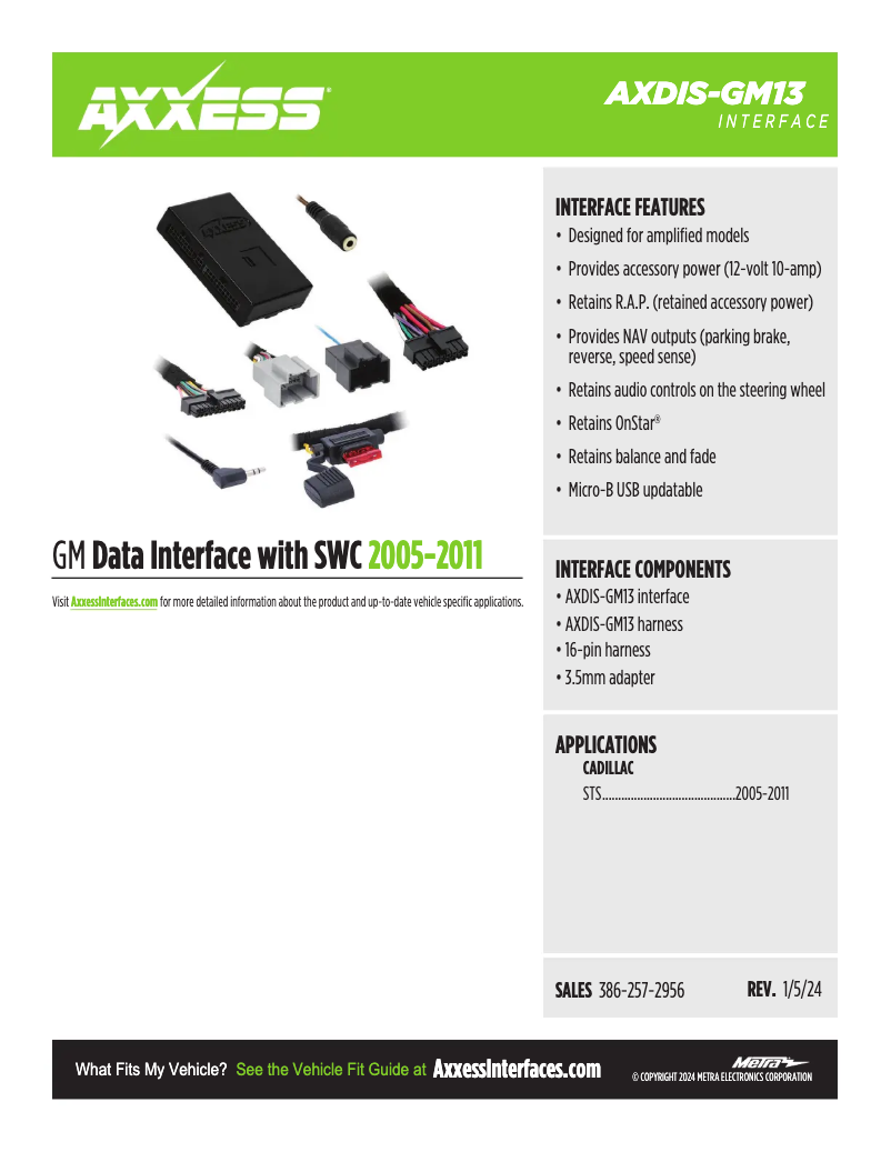 Page 1 de la notice Fiche technique AXESS AXDIS-GM13