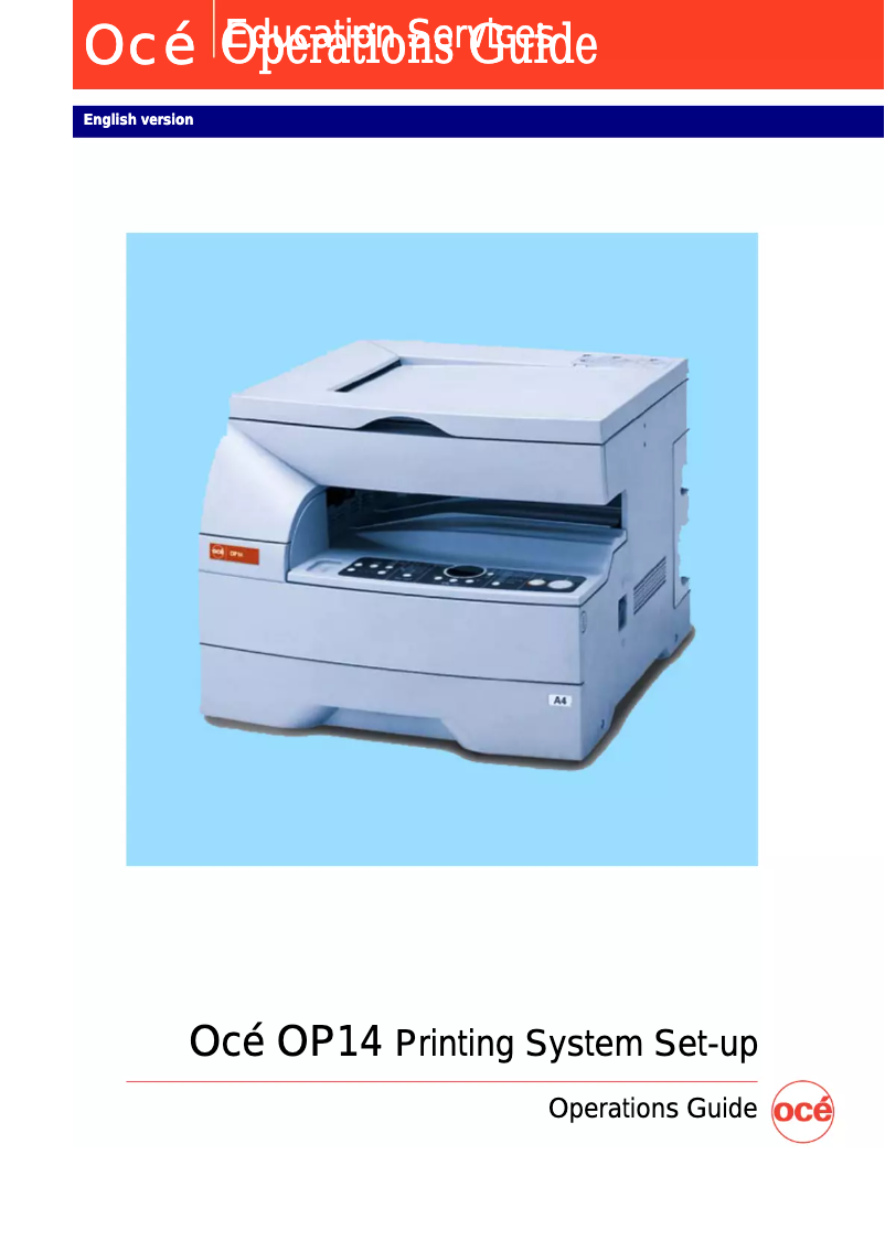 Page 1 de la notice Manuel utilisateur Océ OP14