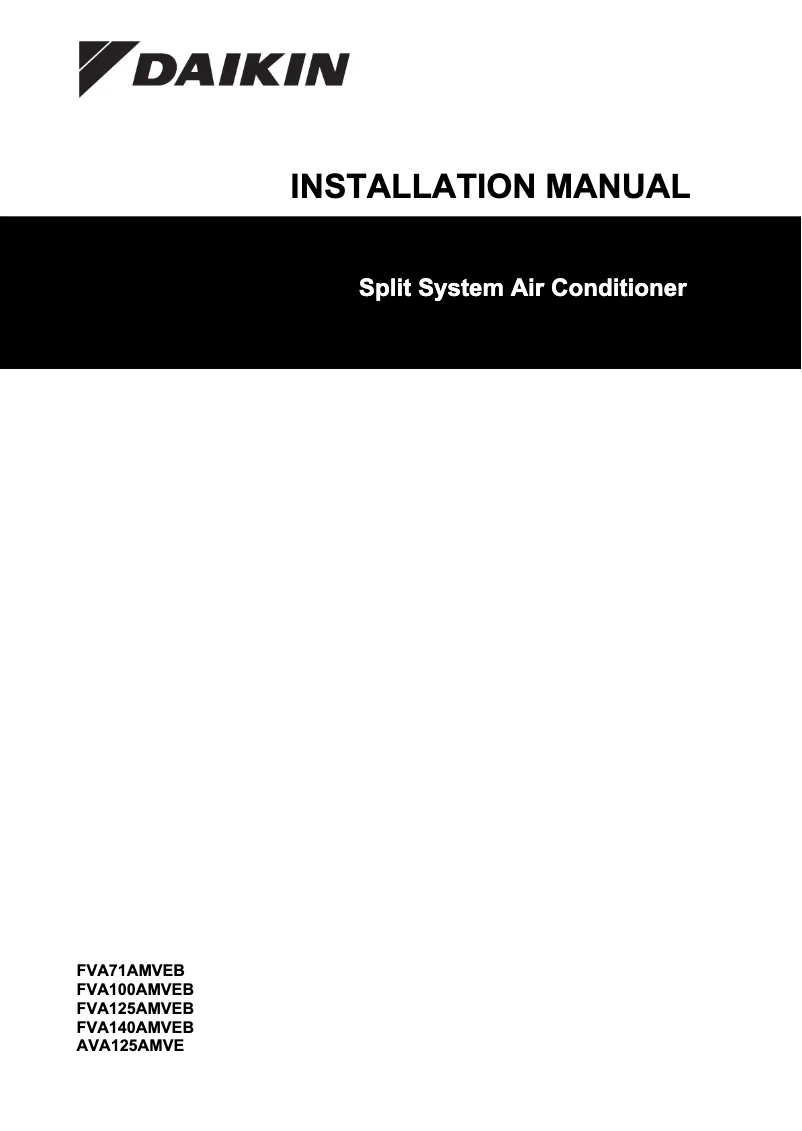 Page 1 de la notice Guide d'installation Daikin FVA100AMVEB