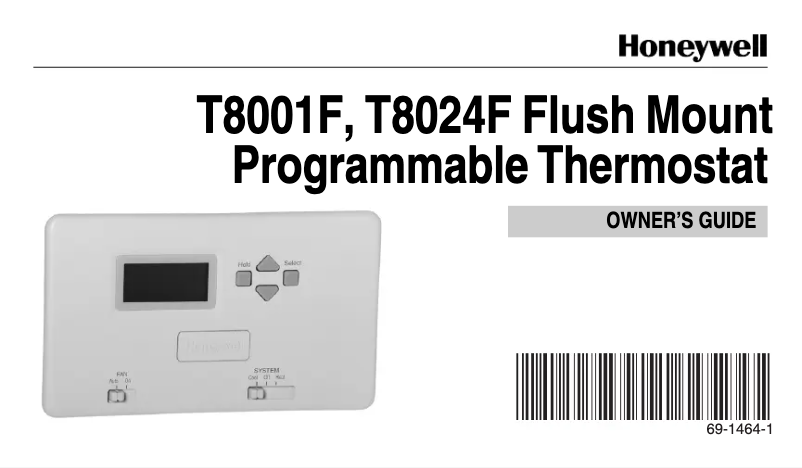 Page n°1 - Manuel utilisateur Honeywell T8024F