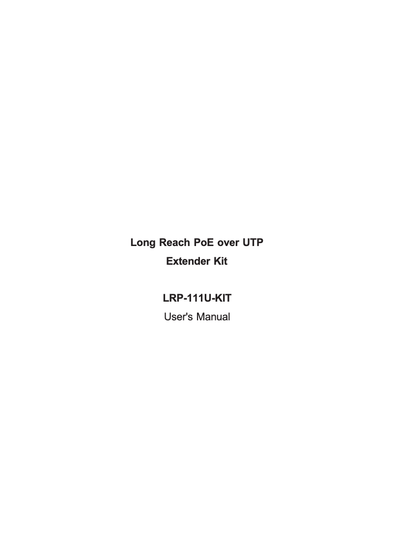 Image de la première page du manuel de l'appareil LRP-111U-KIT