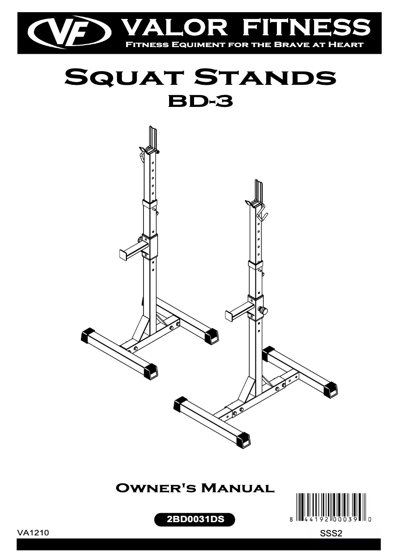 Page 1 de la notice Manuel utilisateur Valor Fitness BD-3