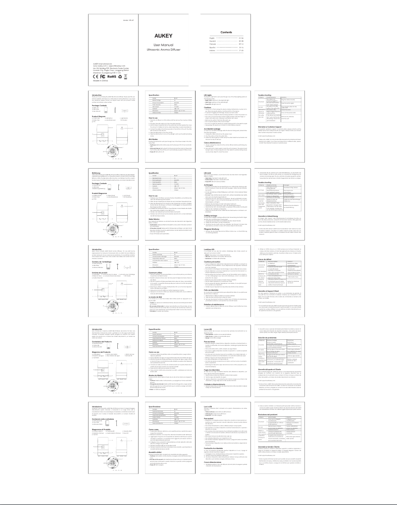 Page 1 de la notice Manuel utilisateur Aukey BE-A9