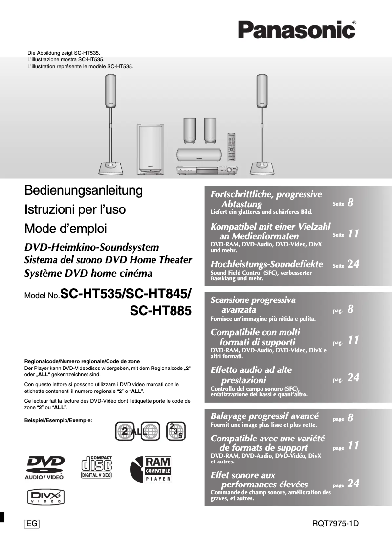 Page 1 de la notice Manuel utilisateur Panasonic SC-HT845