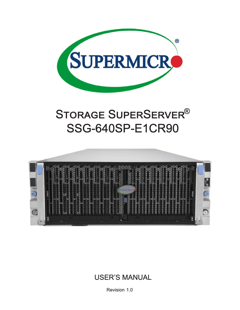 Page 1 de la notice Manuel utilisateur Supermicro SuperServer SSG-640SP-E1CR90