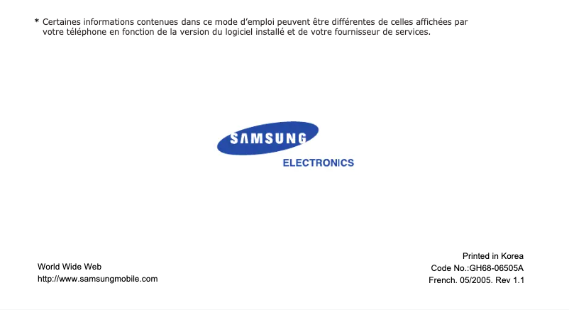 Page n°1 - Manuel utilisateur Samsung SGH-E720
