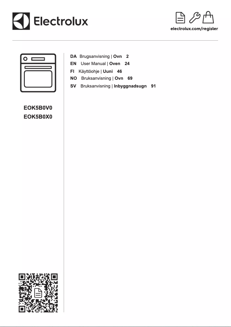 Page 1 de la notice Manuel utilisateur Electrolux EOK5B0X0