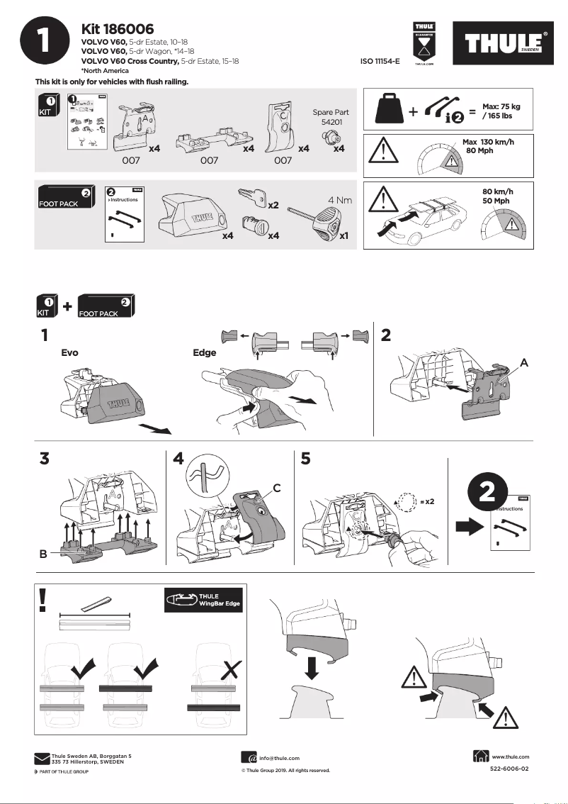 Page n°1 - Manuel utilisateur Thule Kit 186006