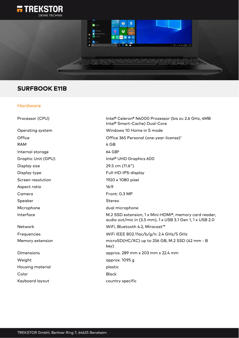 Image de la première page du manuel de l'appareil Surfbook E11B