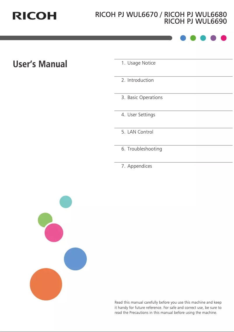 Image de la première page du manuel de l'appareil PJ WUL6690