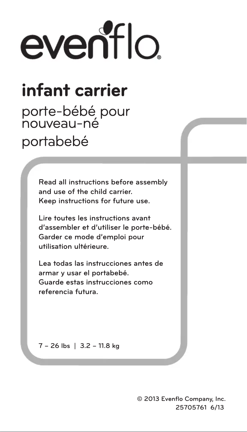 Page 1 de la notice Manuel utilisateur Evenflo Soft Infant