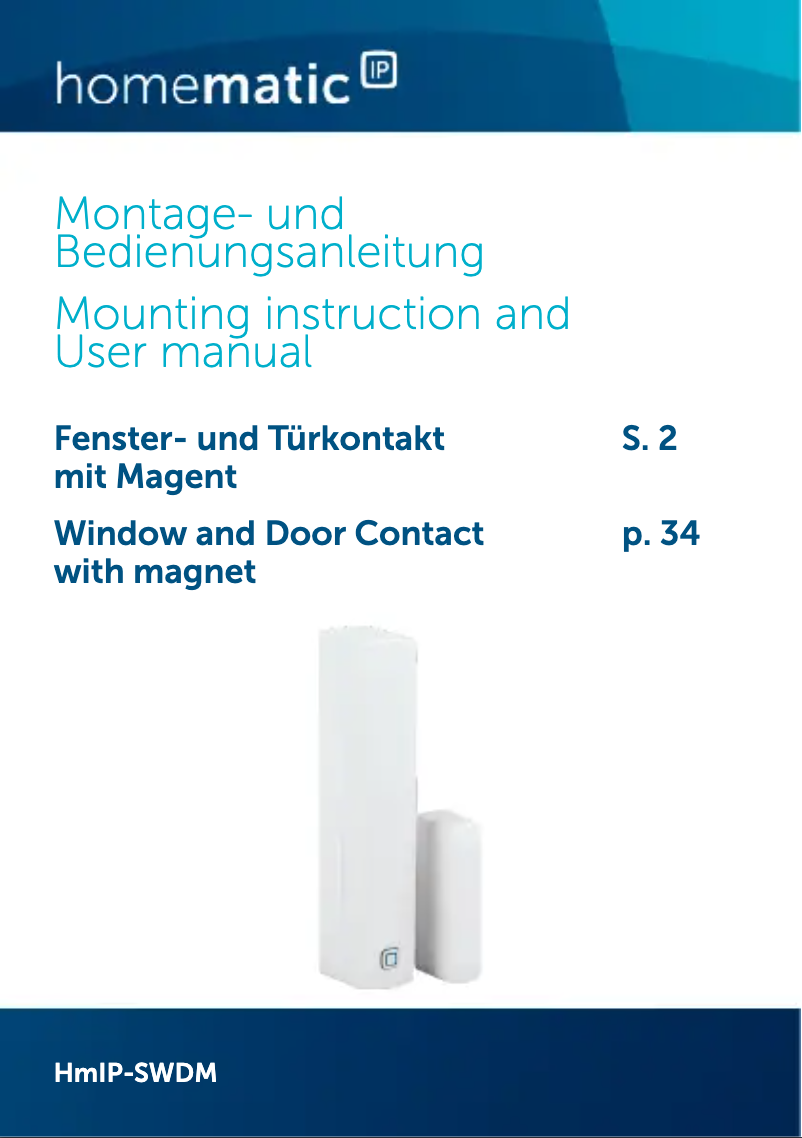 Page n°1 - Manuel utilisateur Homematic IP HmIP-SWDM