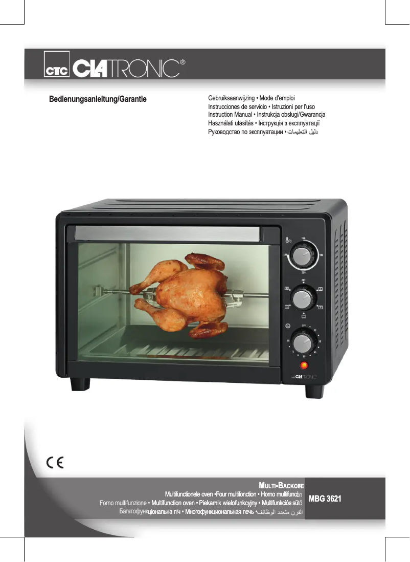 Page 1 de la notice Manuel utilisateur Clatronic MBG 3621 Multi oven