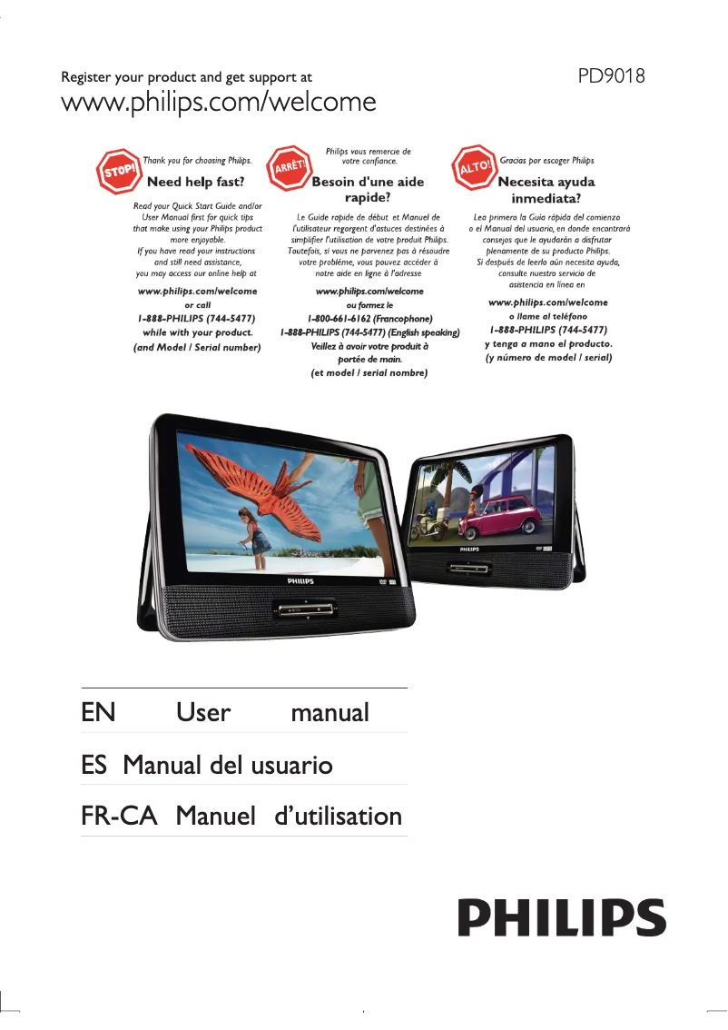 Page 1 de la notice Manuel utilisateur Philips PD9018