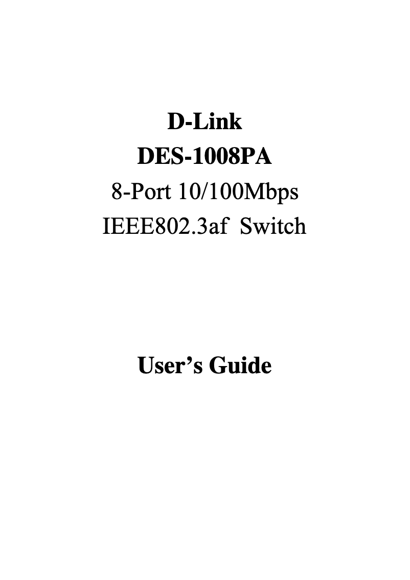 Image de la première page du manuel de l'appareil DES-1008PA