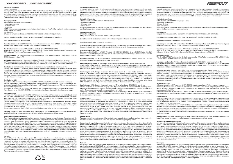 Page 1 de la notice Manuel utilisateur KeepOut XWC-360WPRO