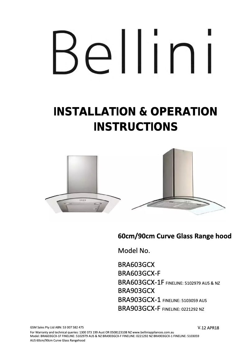 Image de la première page du manuel de l'appareil BRA603GCX-F