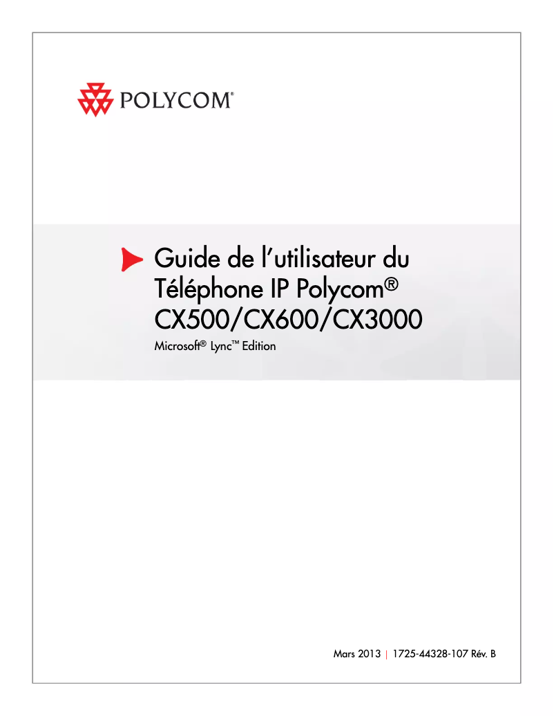 Page n°1 - Manuel utilisateur Polycom CX600
