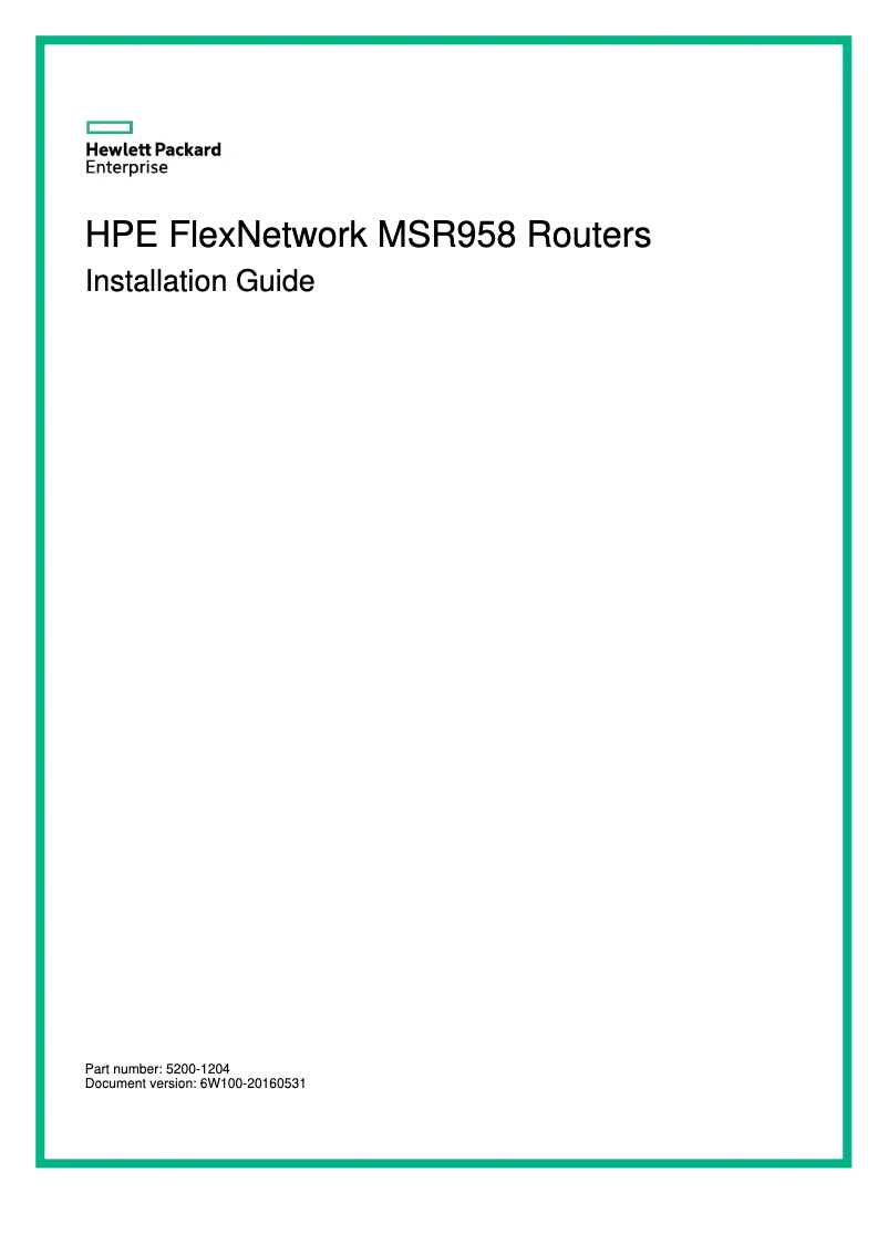 Page n°1 - Manuel utilisateur HP FlexNetwork MSR958