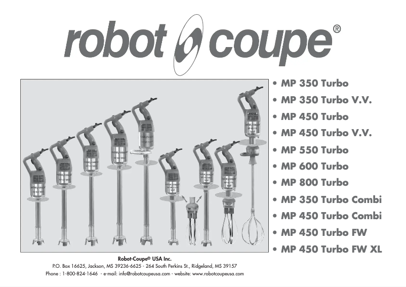 Page n°1 - Manuel utilisateur Robot Coupe MP 350 Turbo V.V.