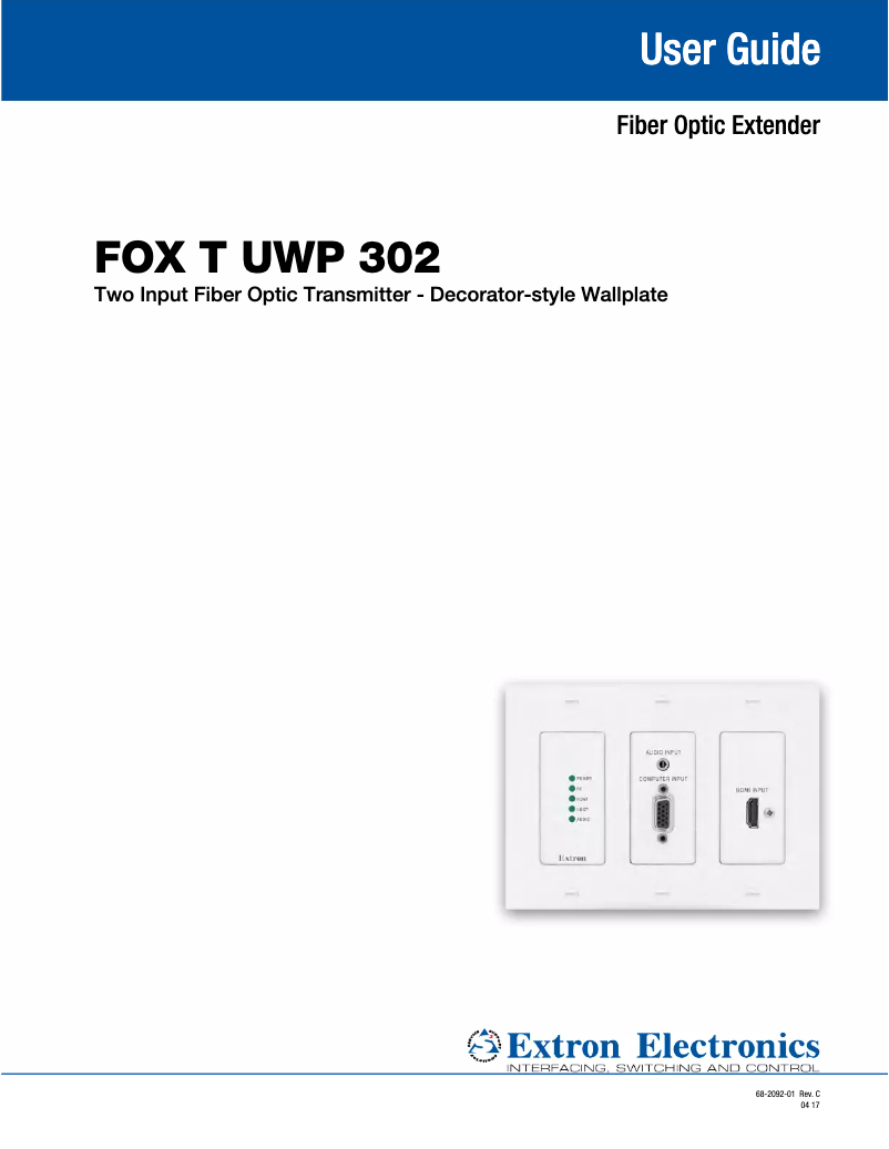 Page 1 de la notice Manuel utilisateur Extron FOX T UWP 302 MM