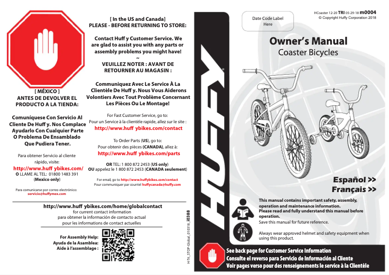 Page 1 de la notice Manuel utilisateur Huffy Pro Thunder 20"