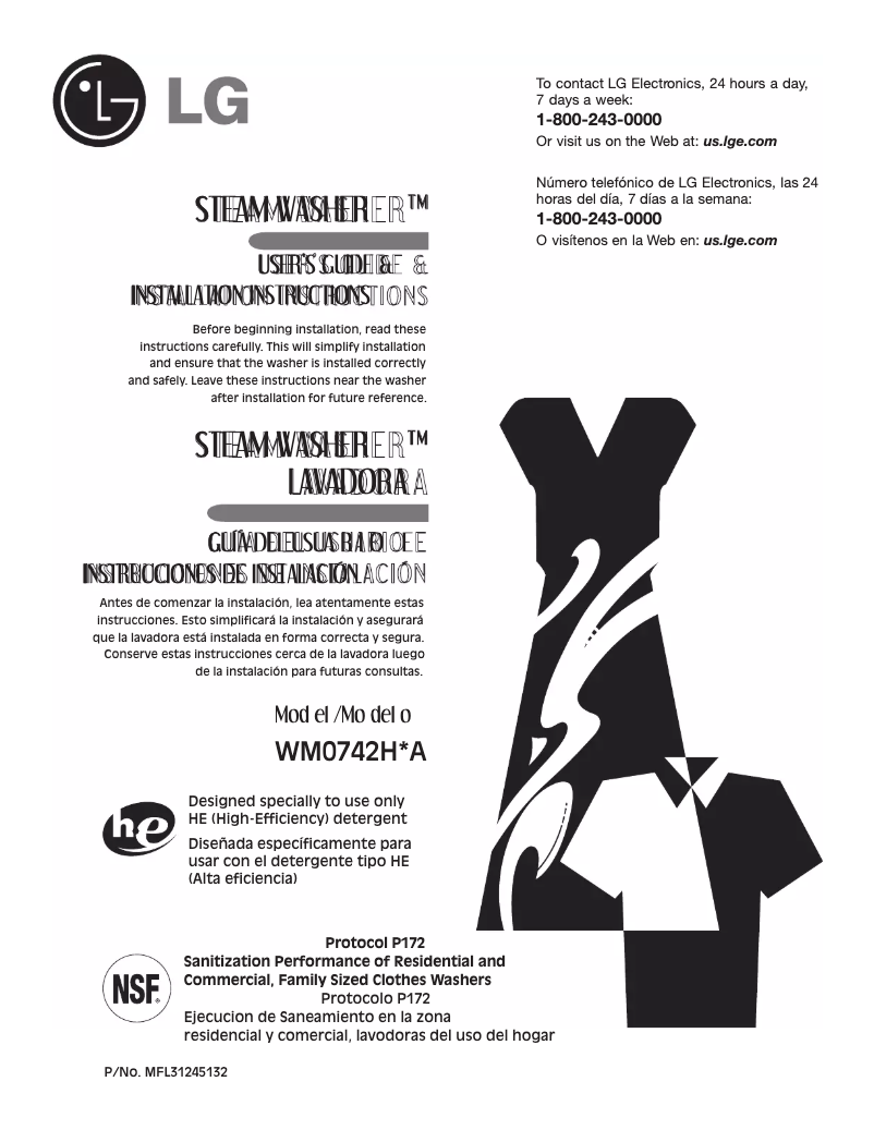 Page n°1 - Manuel utilisateur LG WM0742HWA