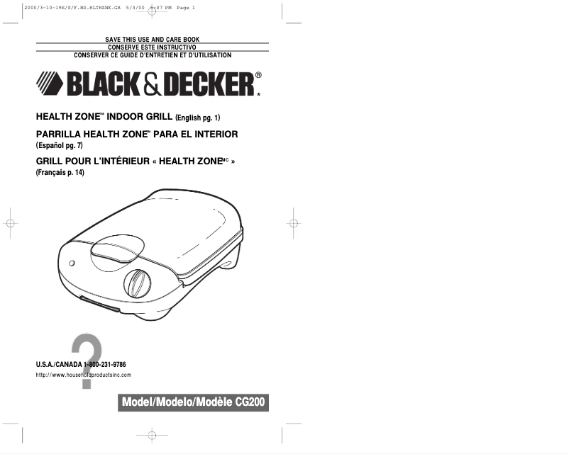 Page 1 de la notice Manuel utilisateur Black & Decker CG200