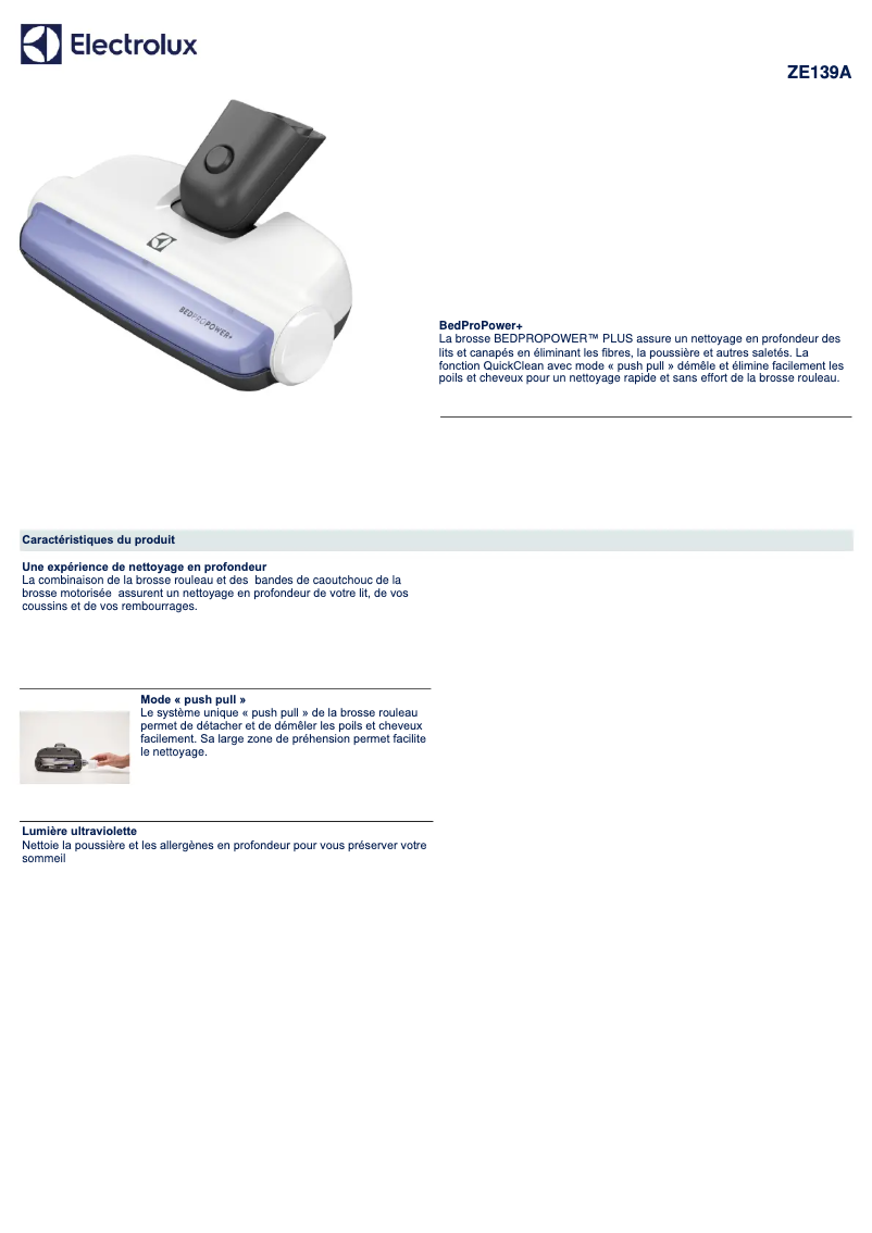 Page 1 de la notice Manuel utilisateur Electrolux ZE139A