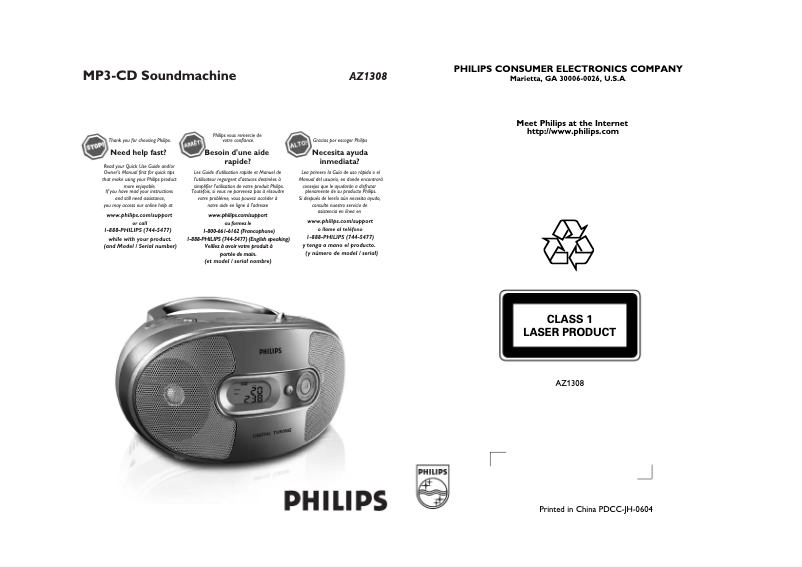 Page n°1 - Manuel utilisateur Philips AZ1308