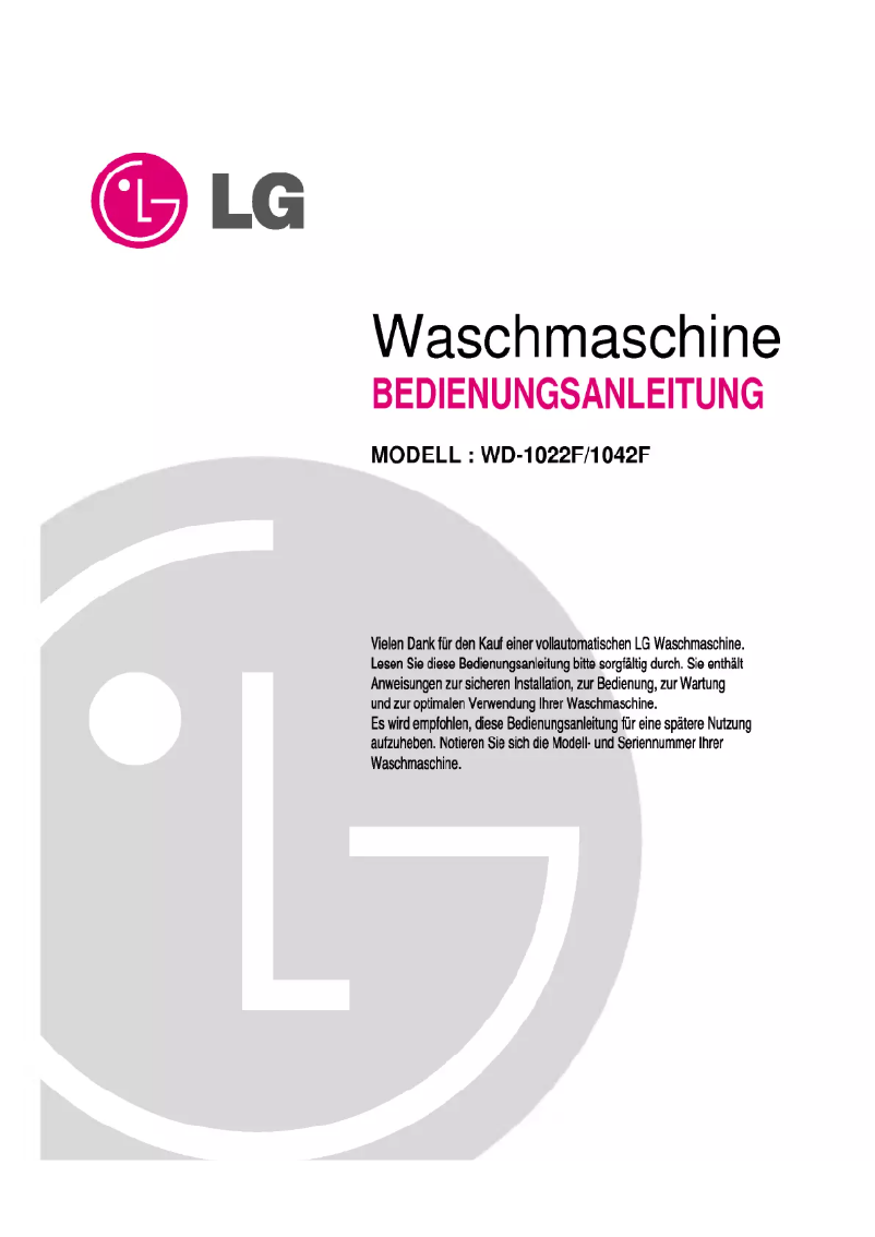 Image de la première page du manuel de l'appareil WD-1022F