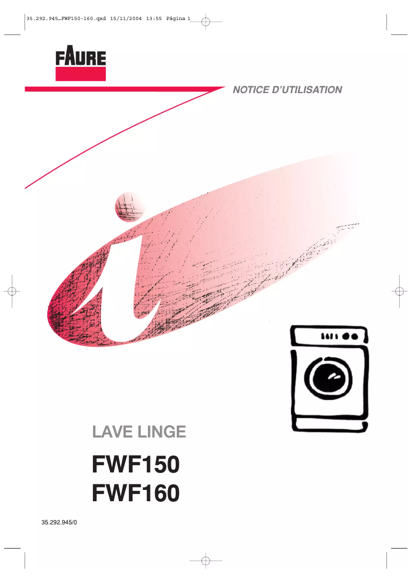 Page n°1 - Manuel utilisateur Faure FWF150