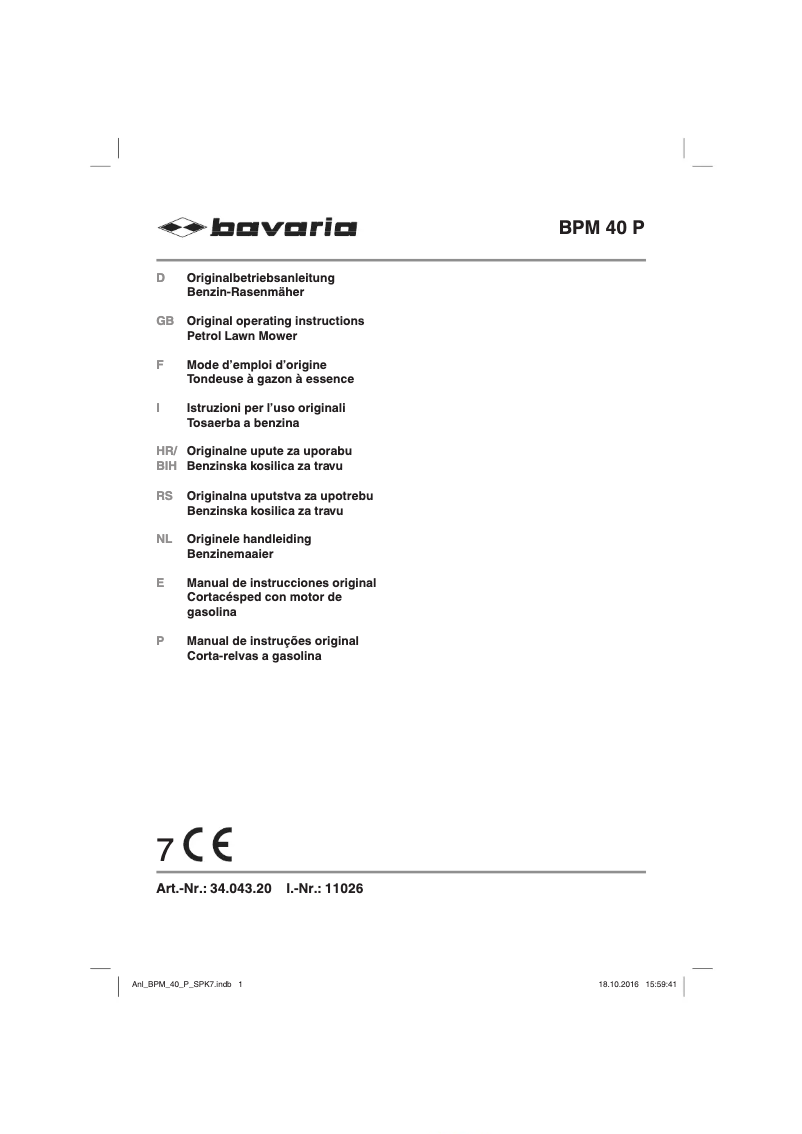 Page 1 de la notice Manuel utilisateur Bavaria BPM 40 P