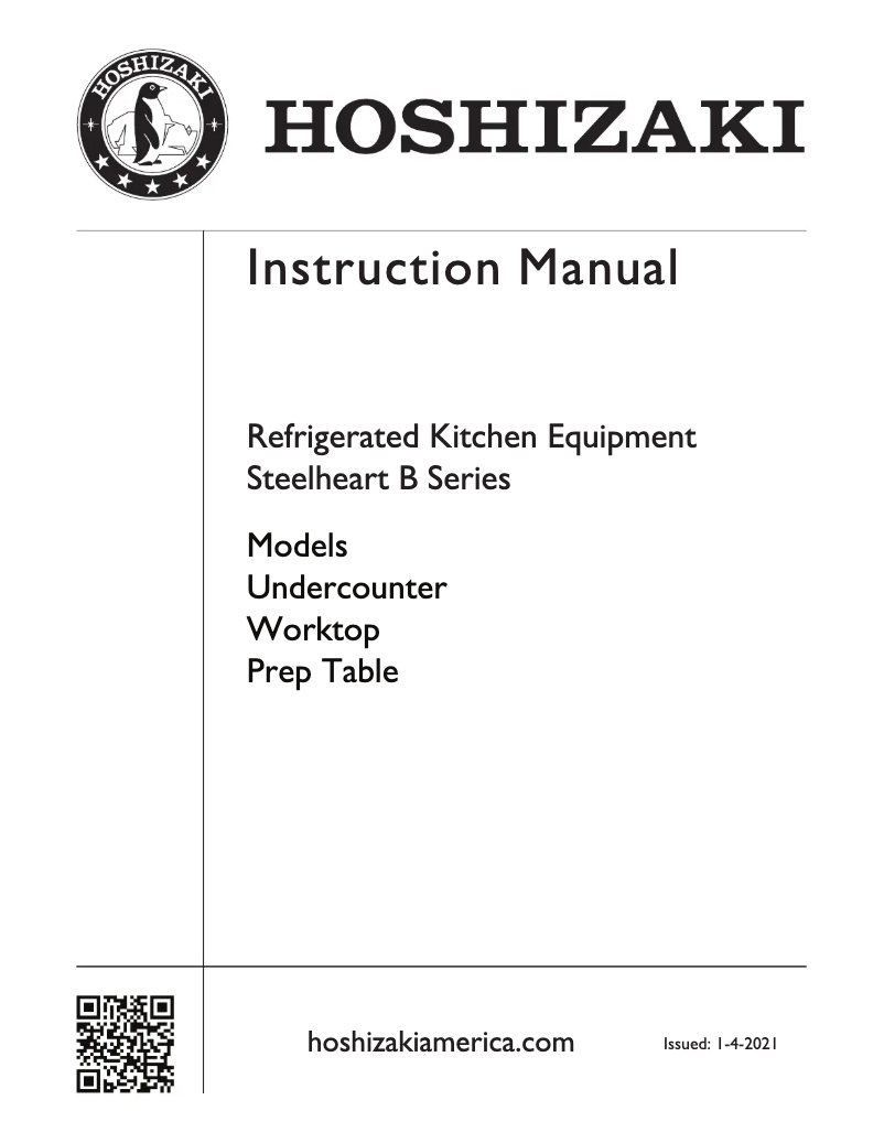 Page 1 de la notice Manuel utilisateur Hoshizaki UR48B-D4