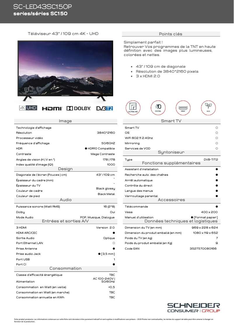 Imagen de la primera página del manual del dispositivo SC-LED43SC150P