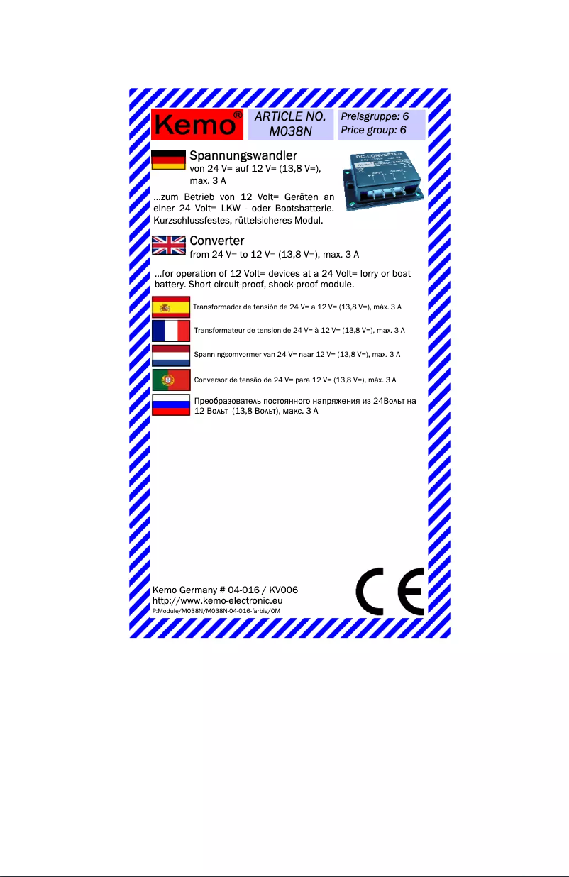 Image de la première page du manuel de l'appareil M038N