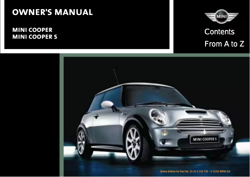 Page 1 de la notice Manuel utilisateur Mini Hardtop (2002)