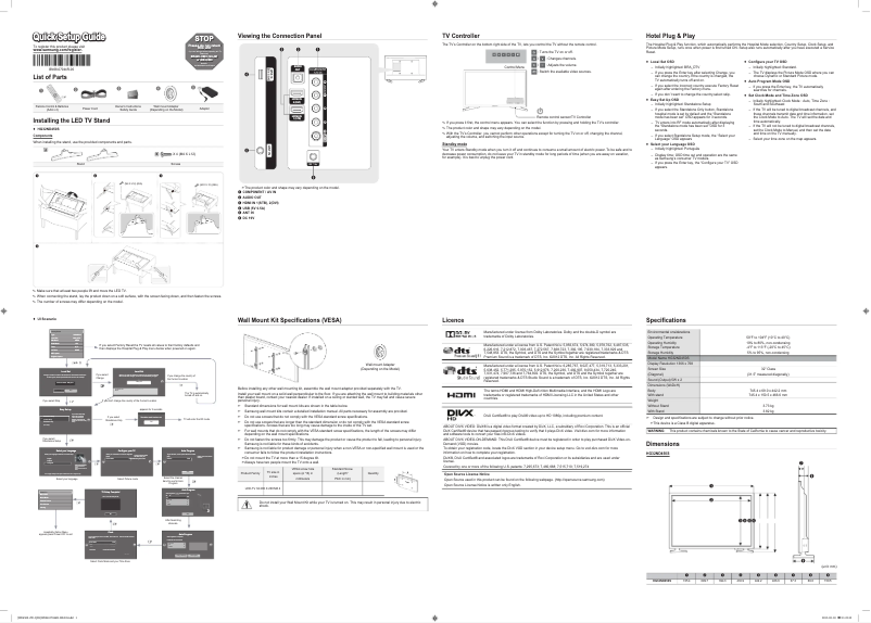 Page 1 de la notice Guide d'installation Samsung HG32ND450SG