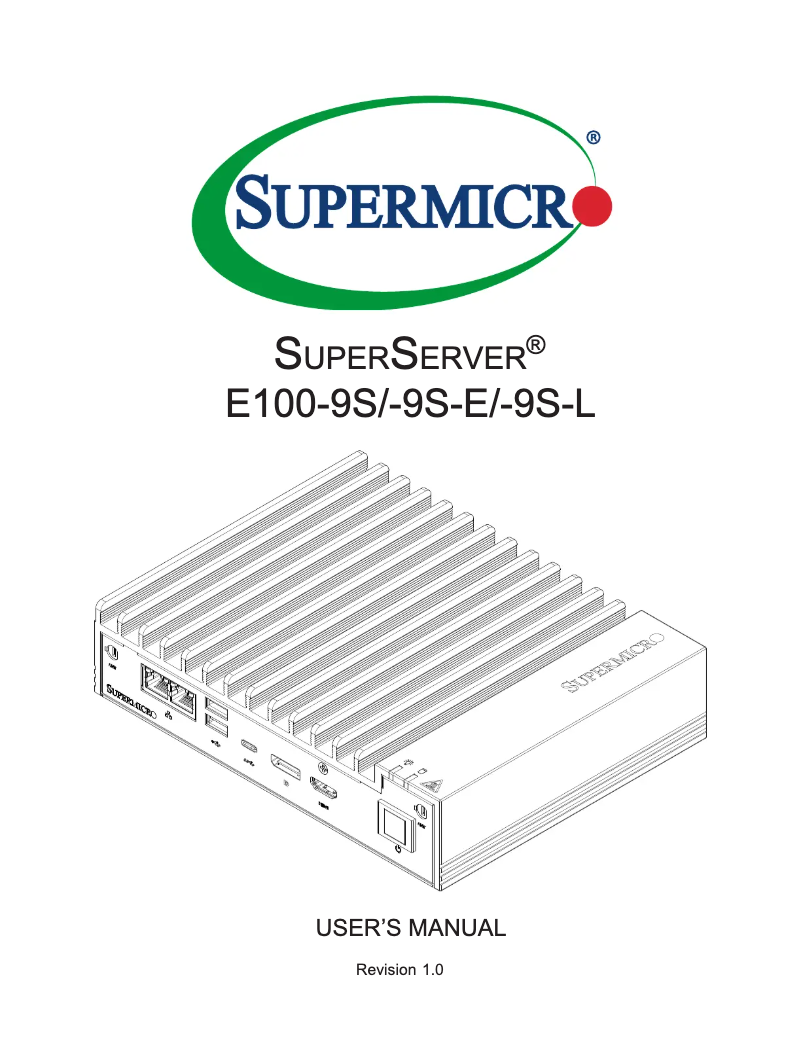 Page 1 de la notice Manuel utilisateur Supermicro SuperServer E100-9S-E