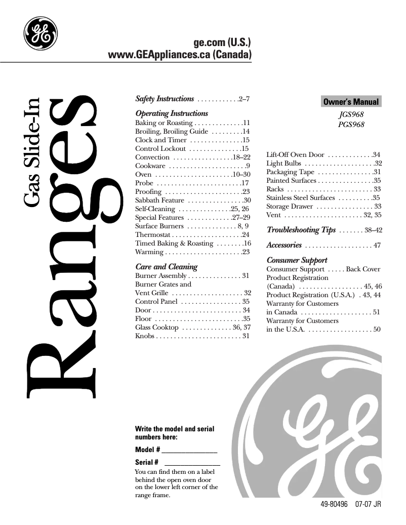 Página 1 del manual Manual de instrucciones GE PGS968SEMSS