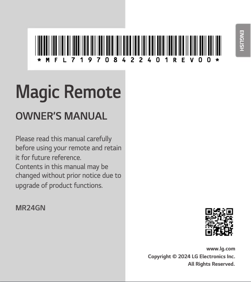Page 1 de la notice Manuel utilisateur LG MR24GN